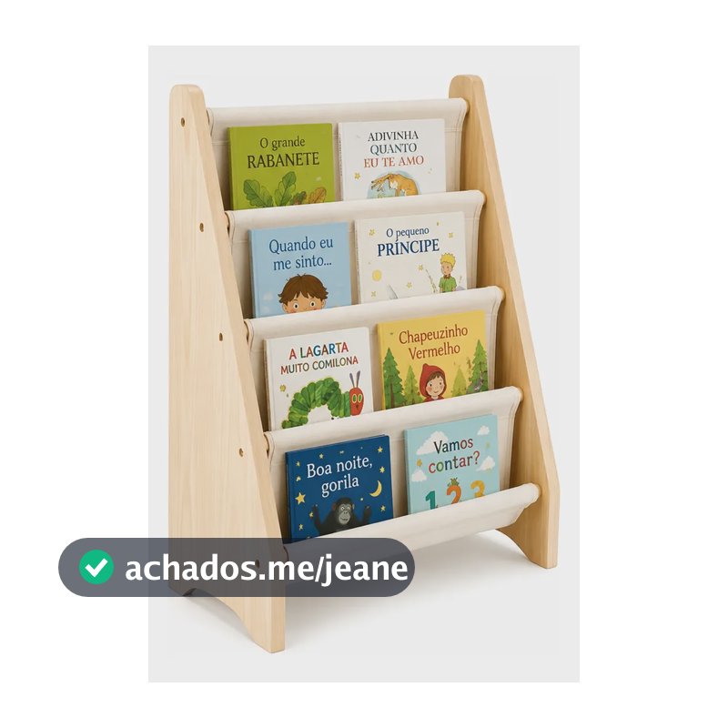 Estante Porta Livros Infantil Organizador Madeira Resistente Bege
