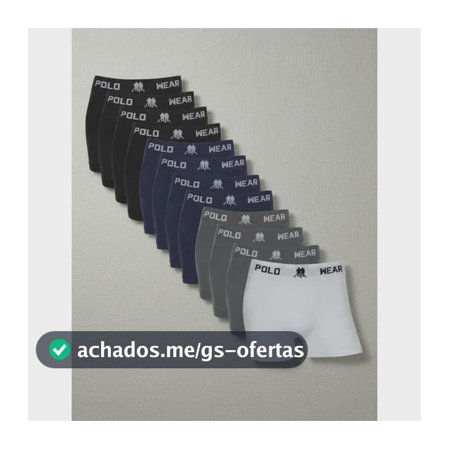 Kit 12 Cuecas Boxer Polo Wear Masculino Microfibra Liso Branco, Cinza, Preto E Azul Marinho Liso P