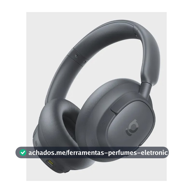 Headphone Baseus Bass BH1 NC Cinza com ANC, Áudio Hi-Res e até 80h de Bateria