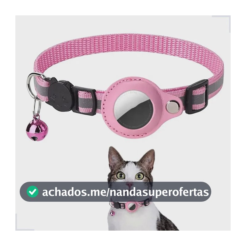 Coleira Case Capa Fixa Para Airtag Rastreador Gps Cães Gatos Cor Rosa Tamanho Da Coleira 30cm X 1cm
