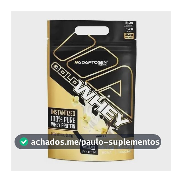 100% Gold Whey Refil Concentrado 900g - Adaptogen Science Sabor Baunilha