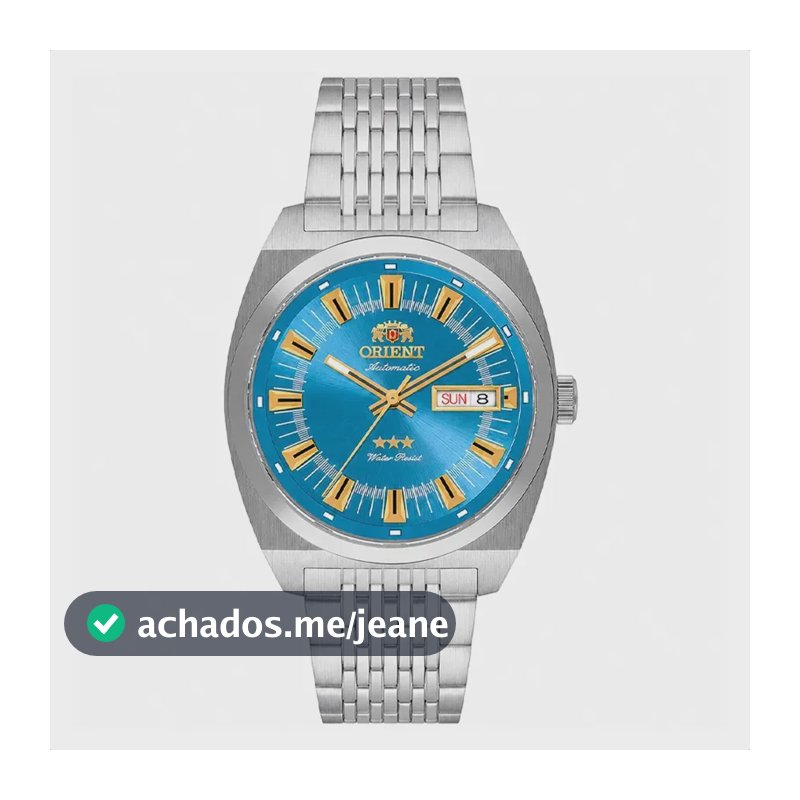 Relógio Orient Heritage 3 Estrelas Automático Masculino Calibre YN6 Hacking Corda Manual Cristal Safira Azul Claro Sunray Calendário Duplo Aço Inoxidável 38.5mm 100m YN6SS018 A1SX