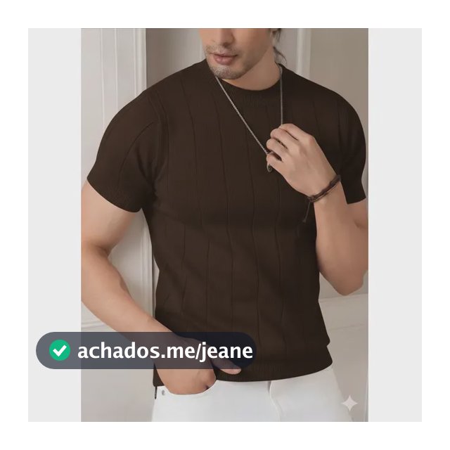 Blusa Masculina Básica Manga Curta Canelada Tricot Modal