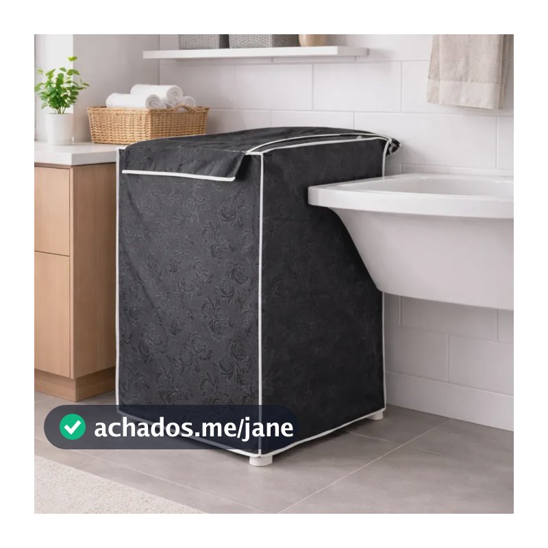 Capa Máquina Lavar Roupas Guarde Bem Electrolux Brastemp Consul Colormaq Zíper Impermeável 10 11 12 13 14 15 16 17 18kg Preto - Tam: M