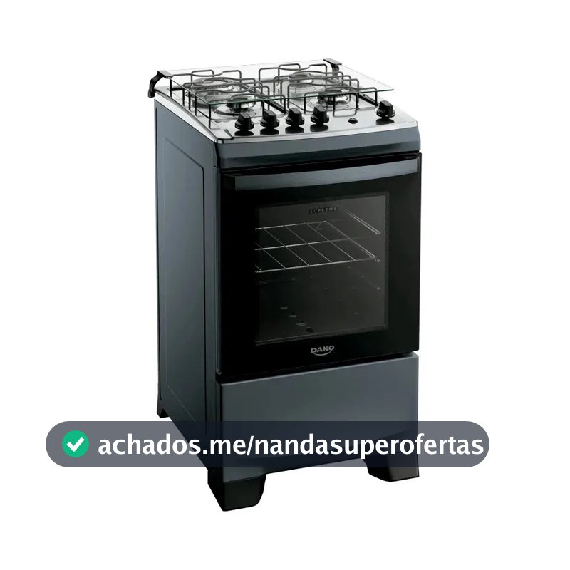 Fogão 4 Bocas Dako Supreme Mesa de Inox A Gás Titanium Bivolt