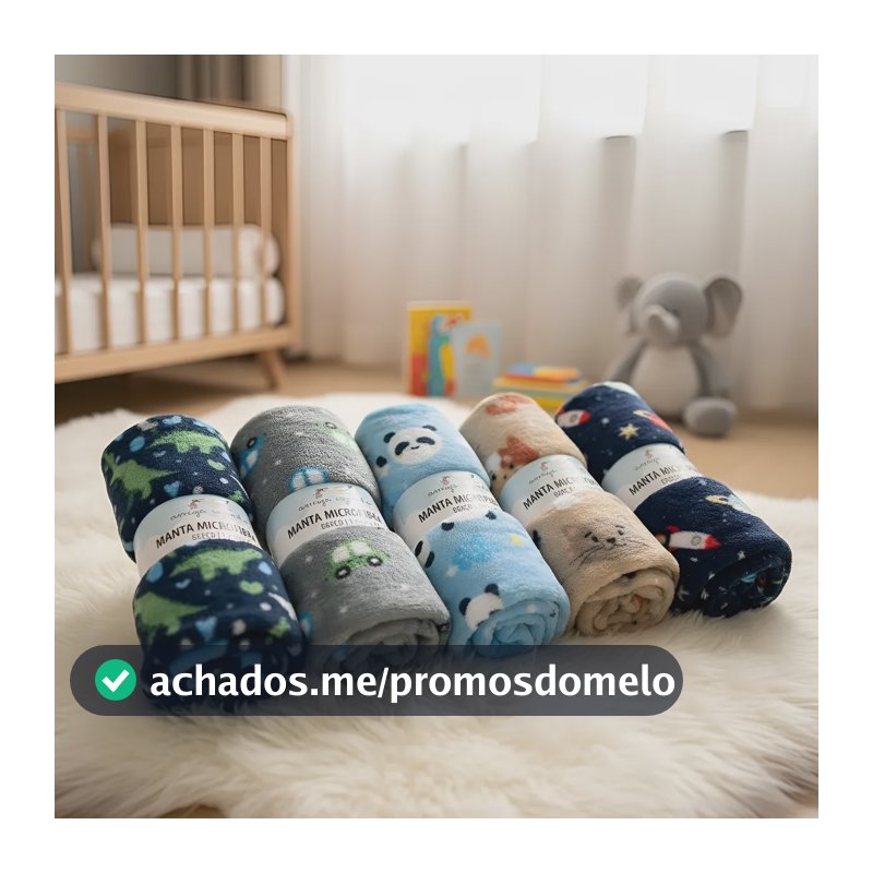 Kit 3 Mantas Bebê Cobertor Infantil Estampada  Menino Animais Colorido Masculino