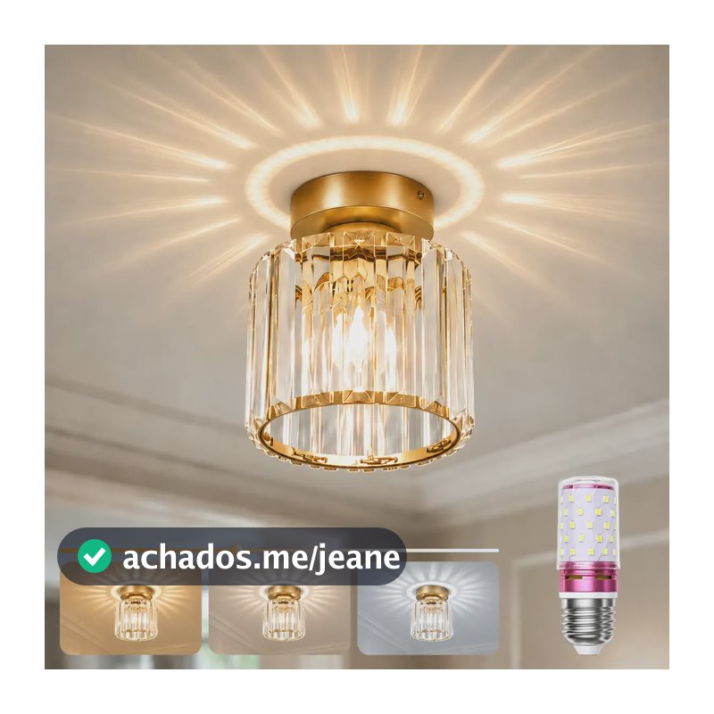 Lustre Cristal Luminária De Teto Moderna Lâmpada De Incluída 127/220v Dourado