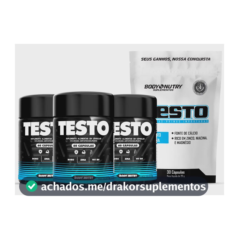 3x Testo 60 Cápsulas + 30 Cáps Sabor Without Flavor - Body Nutry