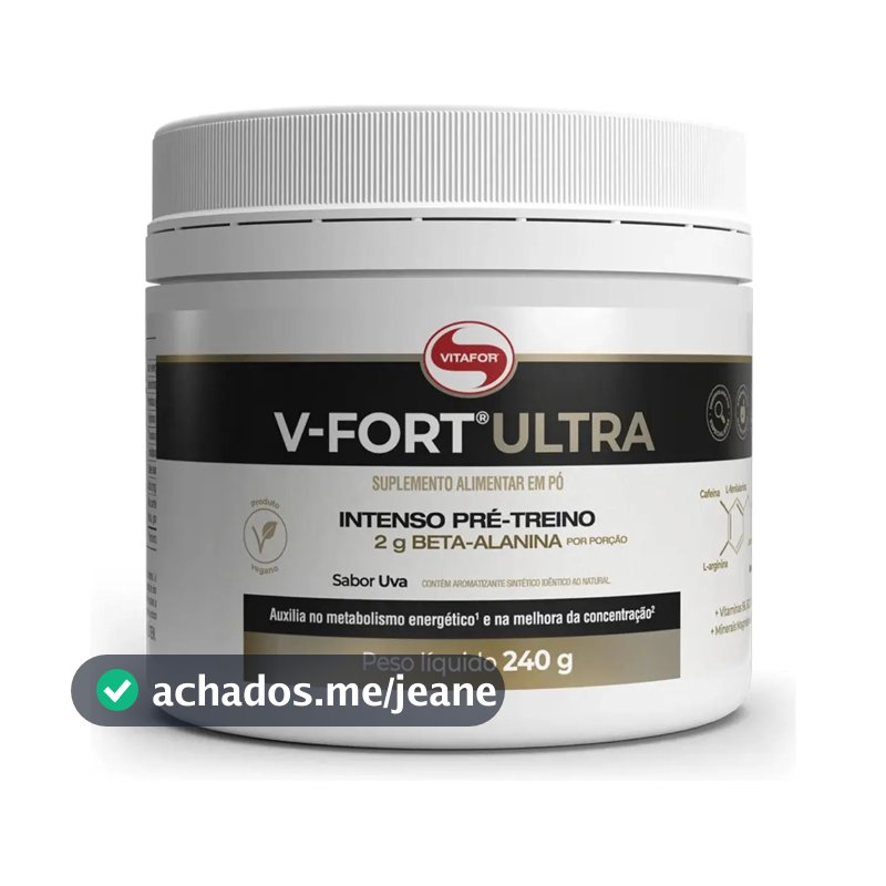 Pré Treino V-fort Ultra Vitafor Energia Performance (pt)240g Sabor Uva