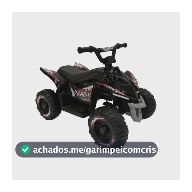 Mini Quadriciclo Elétrico Infantil Bateria 6v Marcha Frente Ré Som e Led Adventure Maxi Toys - Preto