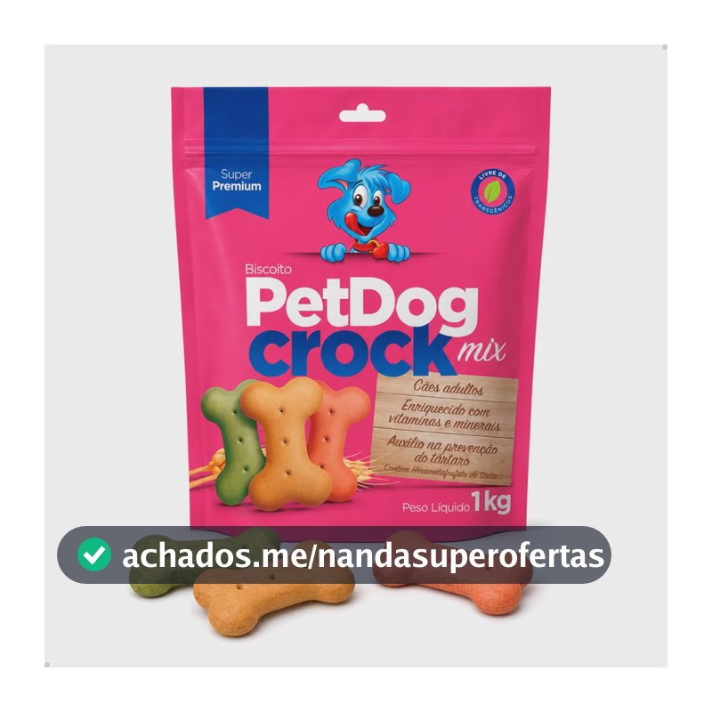 Biscoito Petisco P/ Cachorro Mix 1kg Petdog Crock Premium