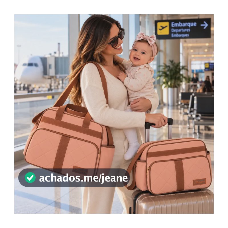 Kit 2 Bolsas Maternidade Bebê Menina Rosê Enxoval E Viagem Rose