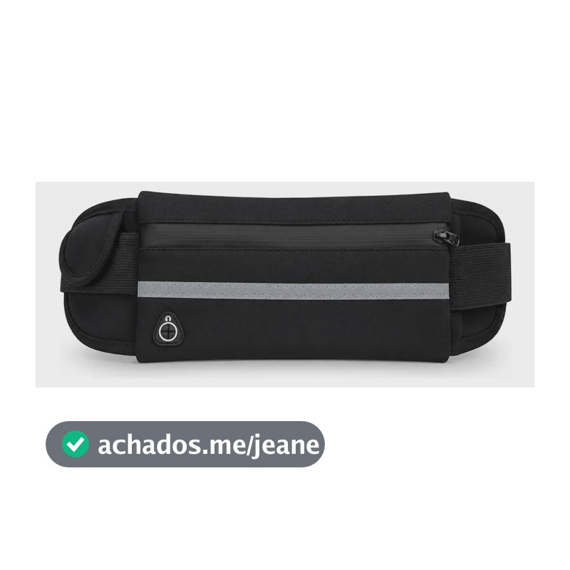 Pochete Corrida Academia Impermeável Porta Celular Garrafa Preto Liso