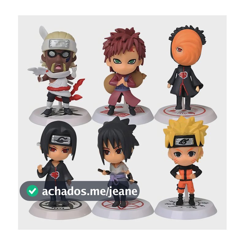Kit 6 Personagens Miniatura Action Figure Naruto Sasuke 7cm