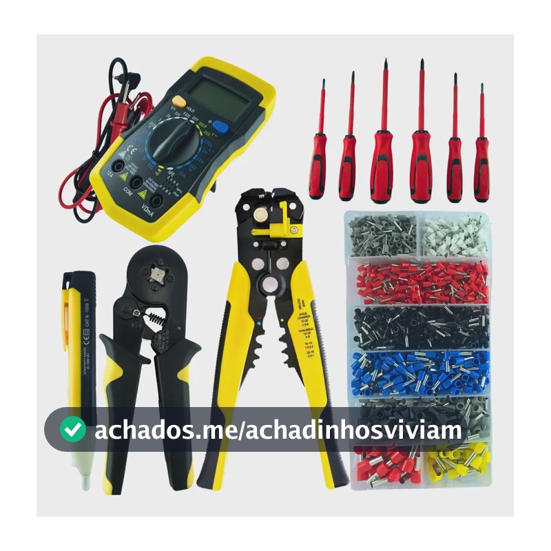 Alicate Crimpador e Desencapador Profissional com 1200 Terminais Ilhós