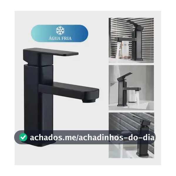 Torneira Para Banheiro Monocomando Preto Fosco Água Fria Instalação Em Bancada Compatível Com Cuba De Apoio Em ABS Resistente Design Moderno Alta Durabilidade E Fácil Limpeza FC-138 Via Flix