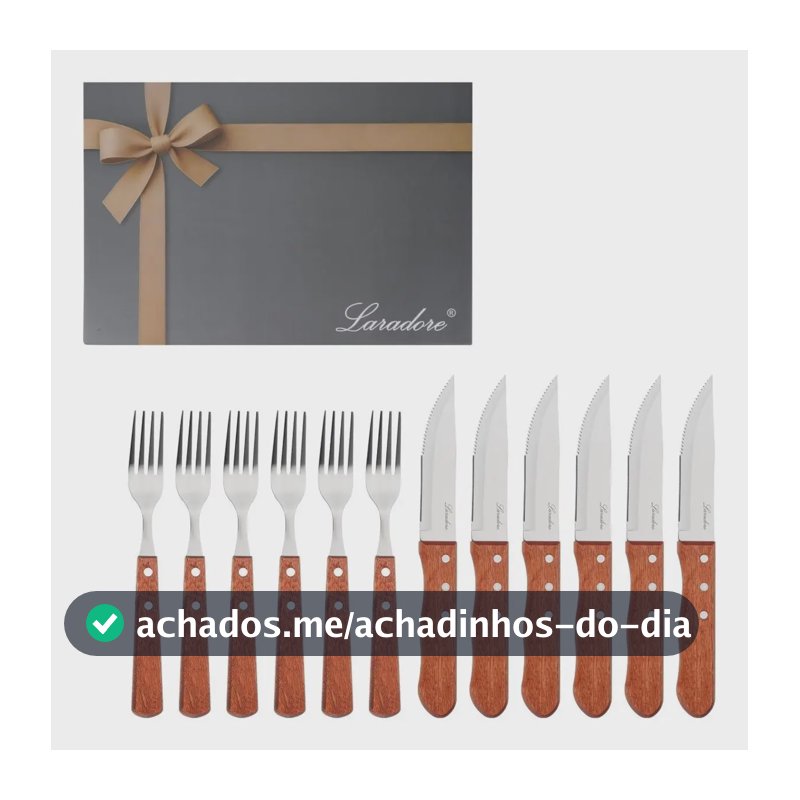 Faqueiro De Churrasco Faca Jumbo - Madeira Escura (12 Peças) Marrom