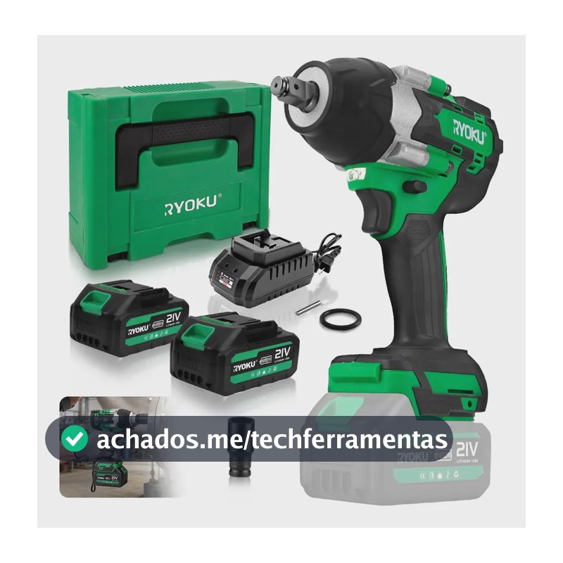 Chave De Impacto Brushless 700nm Com 2 Baterias Maleta Verde 127/220v
