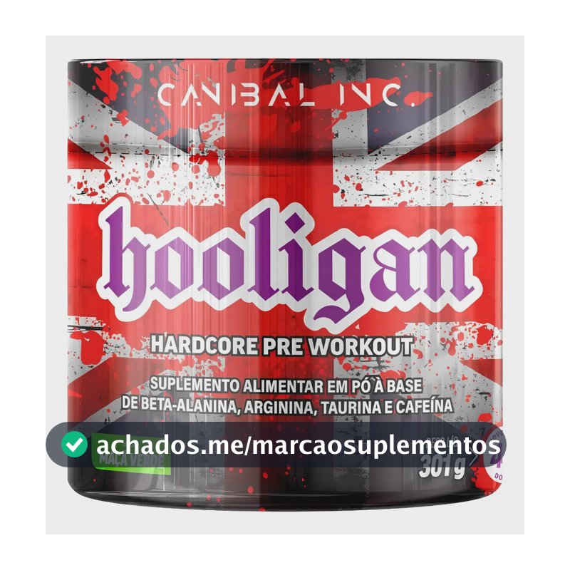 Pré-treino Hooligan da Canibal Inc. Sabor Maçã Verde, 301 g