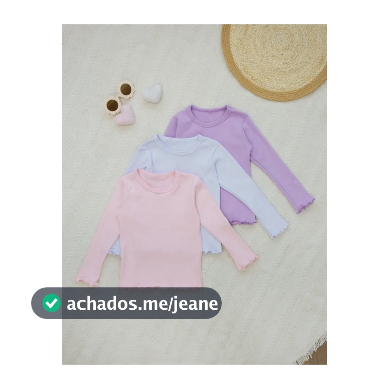 3 Camiseta Básica Infantil Juvenil Kit Roupa De Menina Shirt 2 5-6 Anos