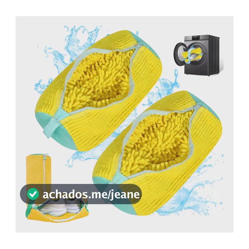 Saco Para Lavar Tênis e Sapatos na Máquina c/ Zíper de Poliéster
