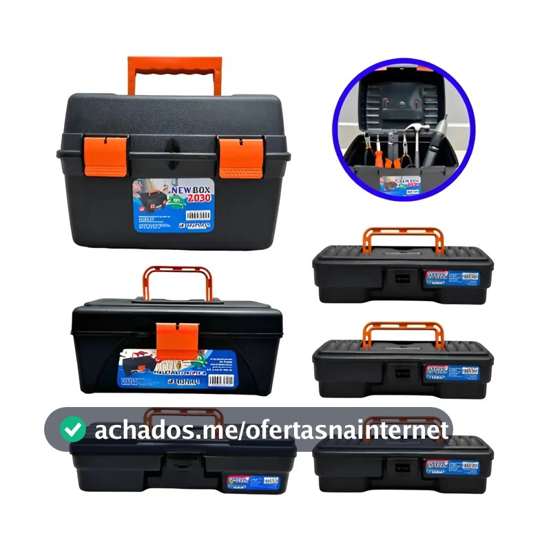 Kit 6 Maletas Ferramentas Caixas Reforçadas Grande Pequena Preto