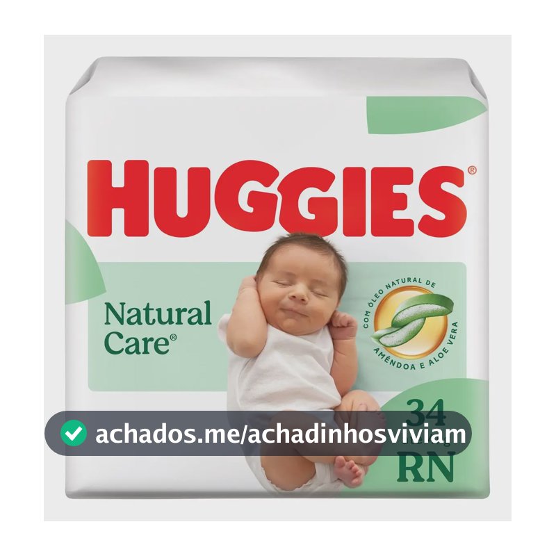 Huggies Fralda Descartável Premium Natural Care RN 34 Unidades