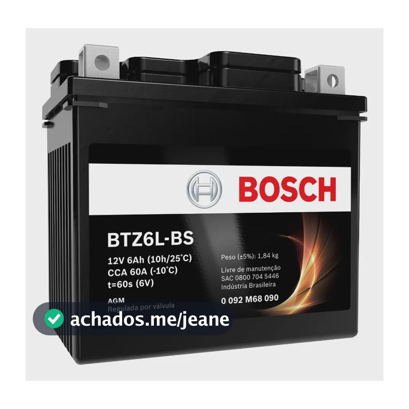 Bateria Honda Pcx 6ah Bosch Btz6l-bs (ytz6v) Direito