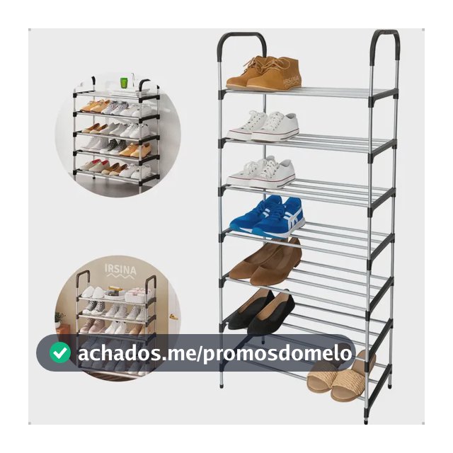 Sapateira Vertical IRSINA 7 Andares Aço Inox 21 Pares Cor Preto