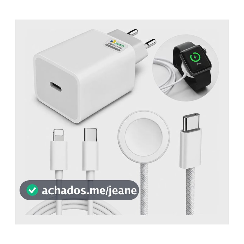Kit Carregador Para Relógio Apple Watch Series 9 8 7 6 5 4 3 Branco