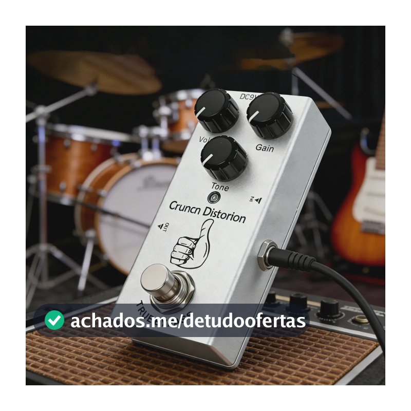 Pedal Overdrive Vintage Guitarra Mini True Bypass Analógico Prateado