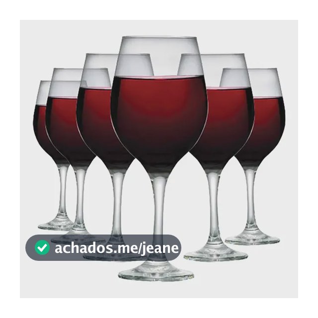 Taça De Vidro 490ml Jogo Taças Vinho Tinto 6 Peças Ruvolo Incolor
