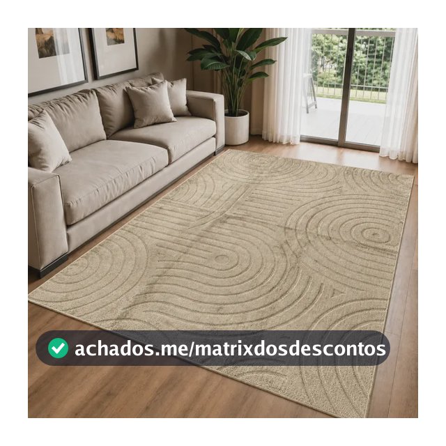 Tapete Moderno 2,0x1,5m Antiderrapante Alto Relevo Sala 2 M 1.5 M Bege