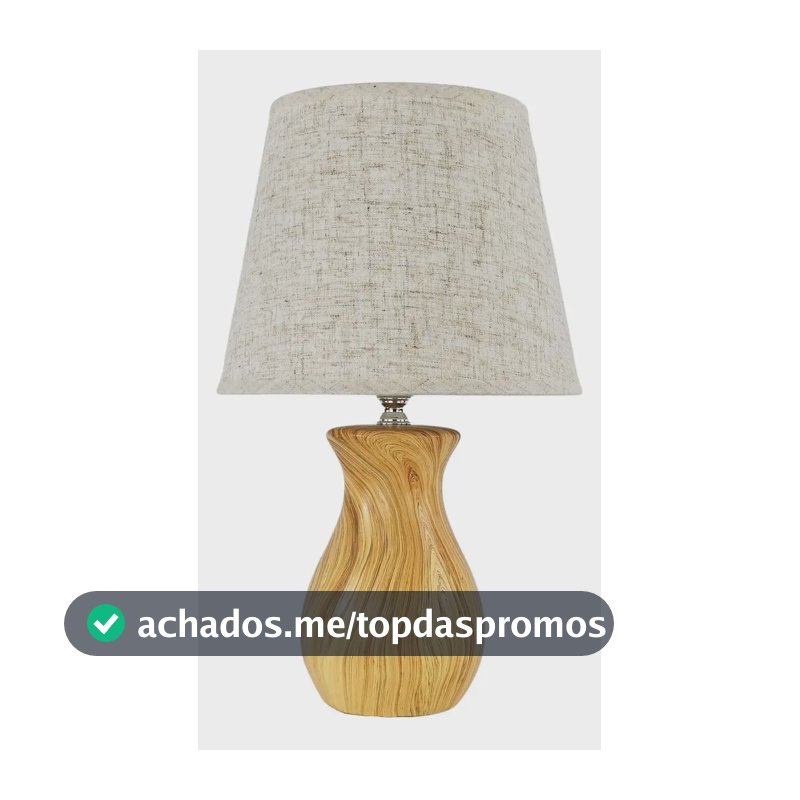 Abajur Cor Madeira E Cúpula Palha - Luminária De Mesa Quarto Estrutura Marrom Mesclado (Cor Madeira)