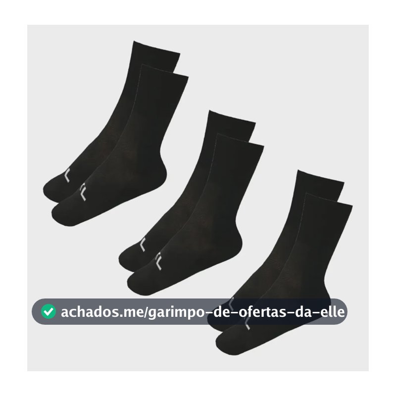 Kit 3 Pares Meias Esportiva Corrida Bike Academia Poliamida Preto 35 - 42