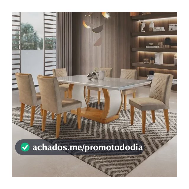 Conjunto Sala De Jantar Mesa Tampo De Vidro 6 Cadeiras Animalle Chocolate Off White/imbuia/off White