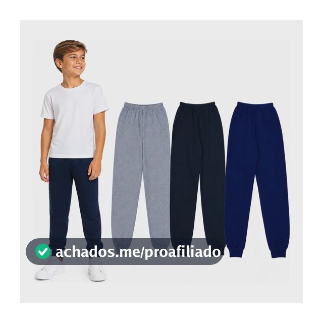 Kit 3 Calça Moletom Flanelado Juvenil Inverno Barato Atacado