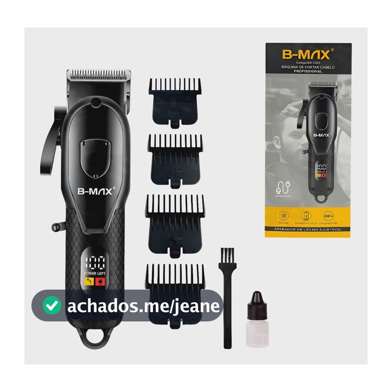 Máquina de Cortar Cabelo Profissional B-Max BM-C023 Sem Fio LCD