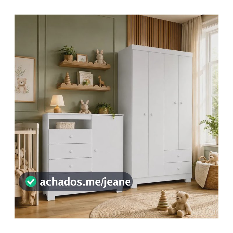 Guarda Roupa Infantil 4 Portas E Cômoda Sap 1 Porta 4gavetas