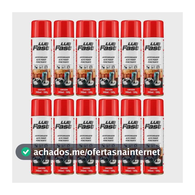 Kit 12 Spray Desengripante Lubfast 300ml Lubrificante Multiuso