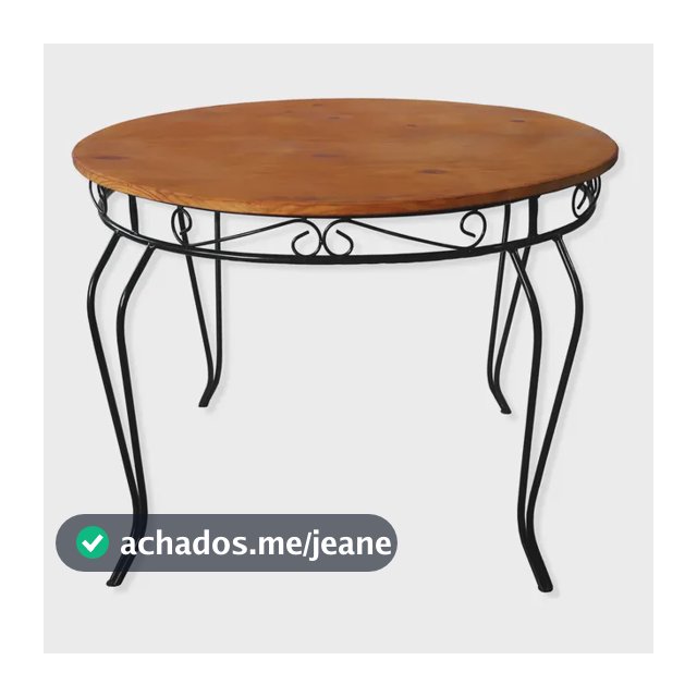 Mesa Redonda 110 Cm Ferro Madeira Para Cozinha Restaurante Marrom Preto