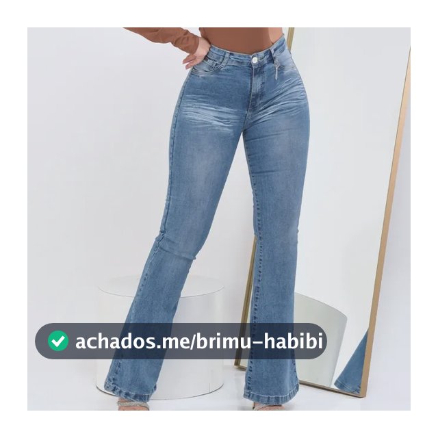 Calça Jeans Flare Feminina Cintura Alta Elastano Blogueira