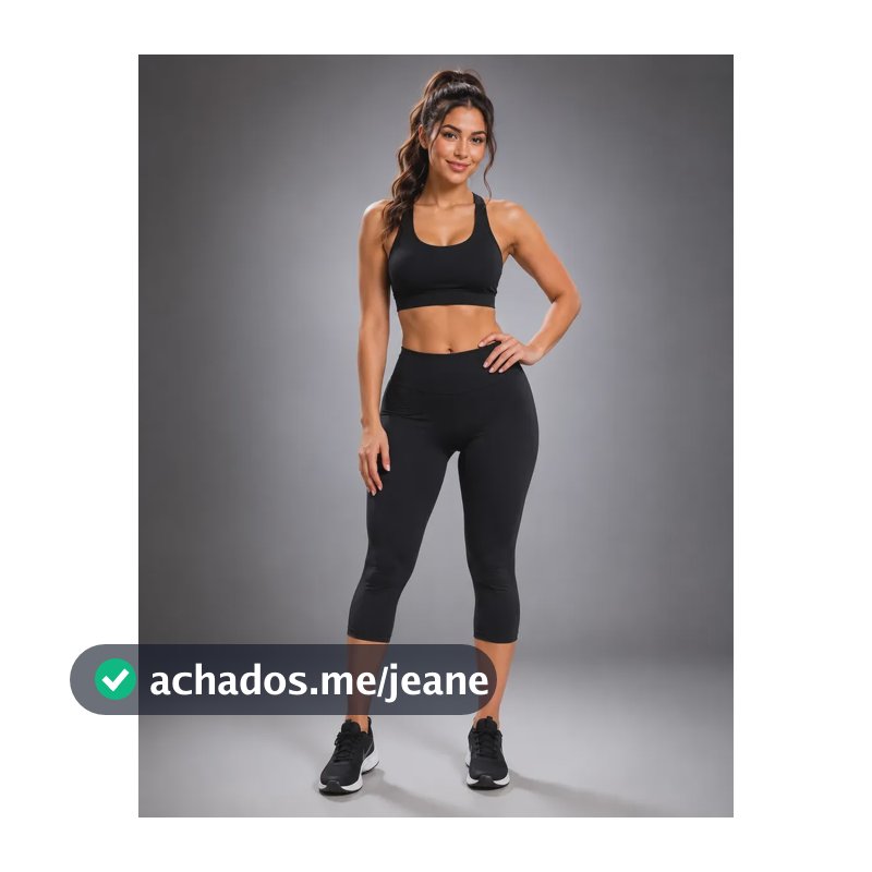 Calça Capri Feminina Poliamida Premium Cintura Alta Fitness Preto Gg