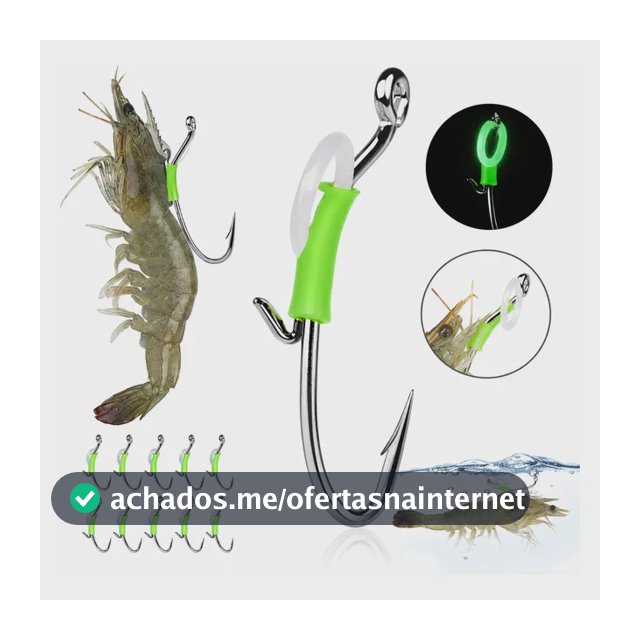 Anzol Especial Isca Camarão Vivo Kit 10un Pesca Robalo 1/0
