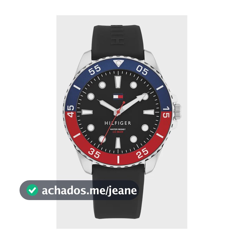 Relógio Tommy Hilfiger Masculino Borracha Preto 1792201 Preto