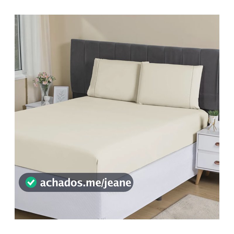 Jogo Lençol Casal 3pç 400 Fios Hipercal Conforto Macio Palha Liso