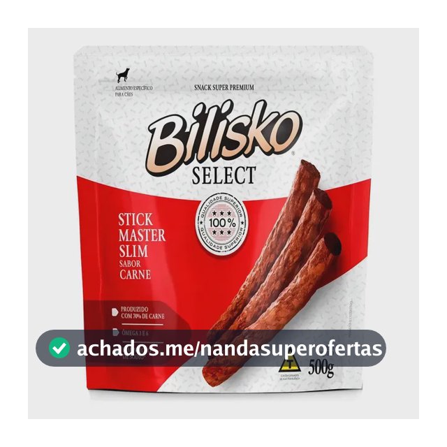 Petisco Bilisko Para Cães Palito Fino Sabor Carne 500g