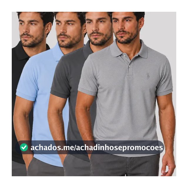 Kit 4 Camisas Masculinas Polo Piquet Alta Qualidade Preto-azul-chumbo-cinza Claro Liso Gg Bordado