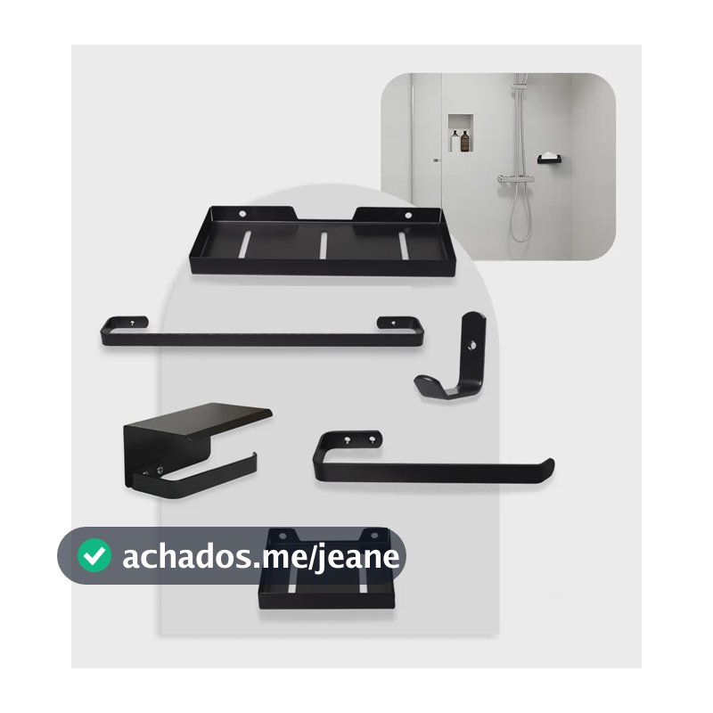Kit Acessórios Para Banheiro Preto Fosco 6 Peças Premium Preto