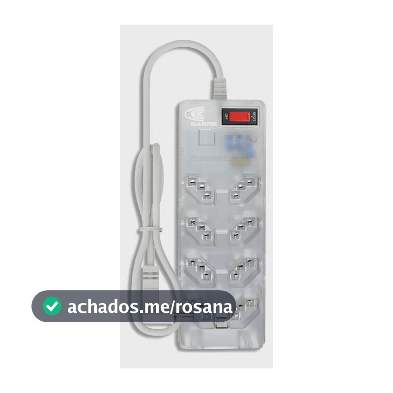 Filtro de Linha Clamper Energia 8 Tomadas Bivolt, com DPS e Proteção LCF Transparente